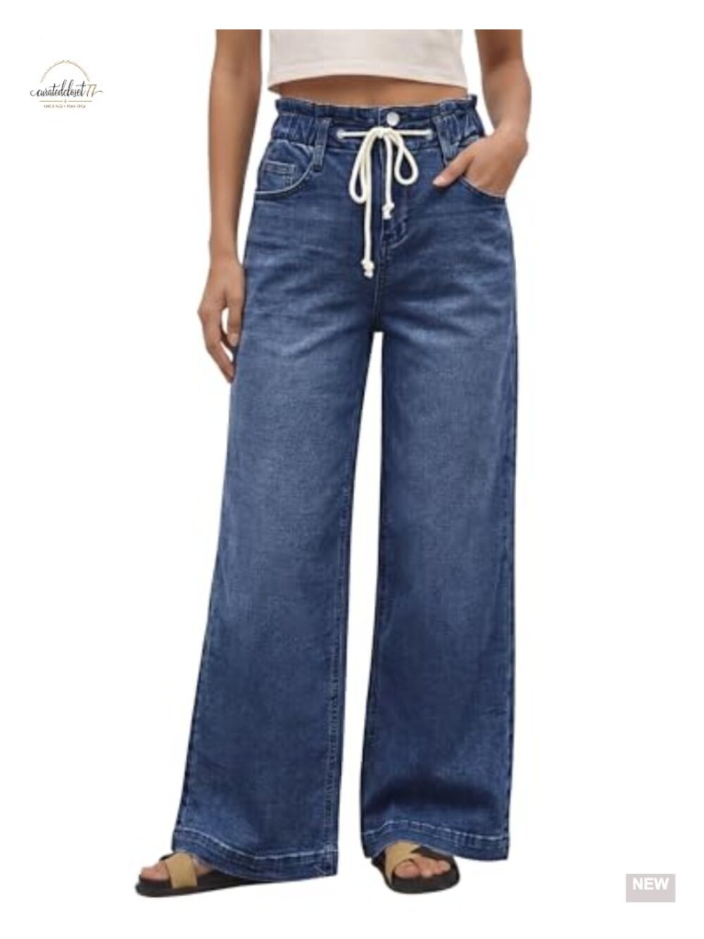 Wide Leg Jeans Stretch High Waisted Elastic Waist Bell Bottom Baggy Y2K Pants